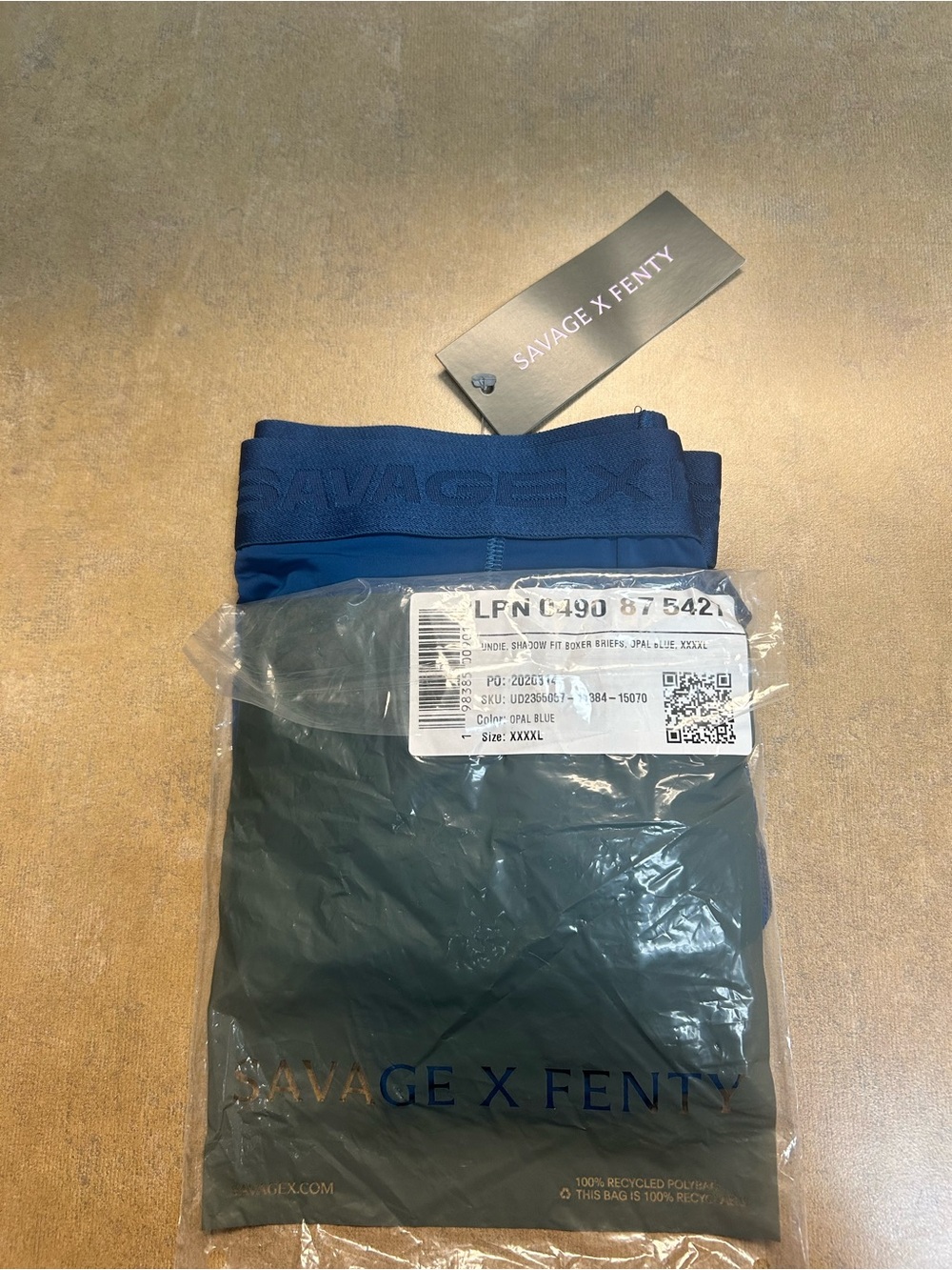 Savage X Fenty Shadow Fit Boxer Briefs 4X Men’s NWT Opal Blue Underwear